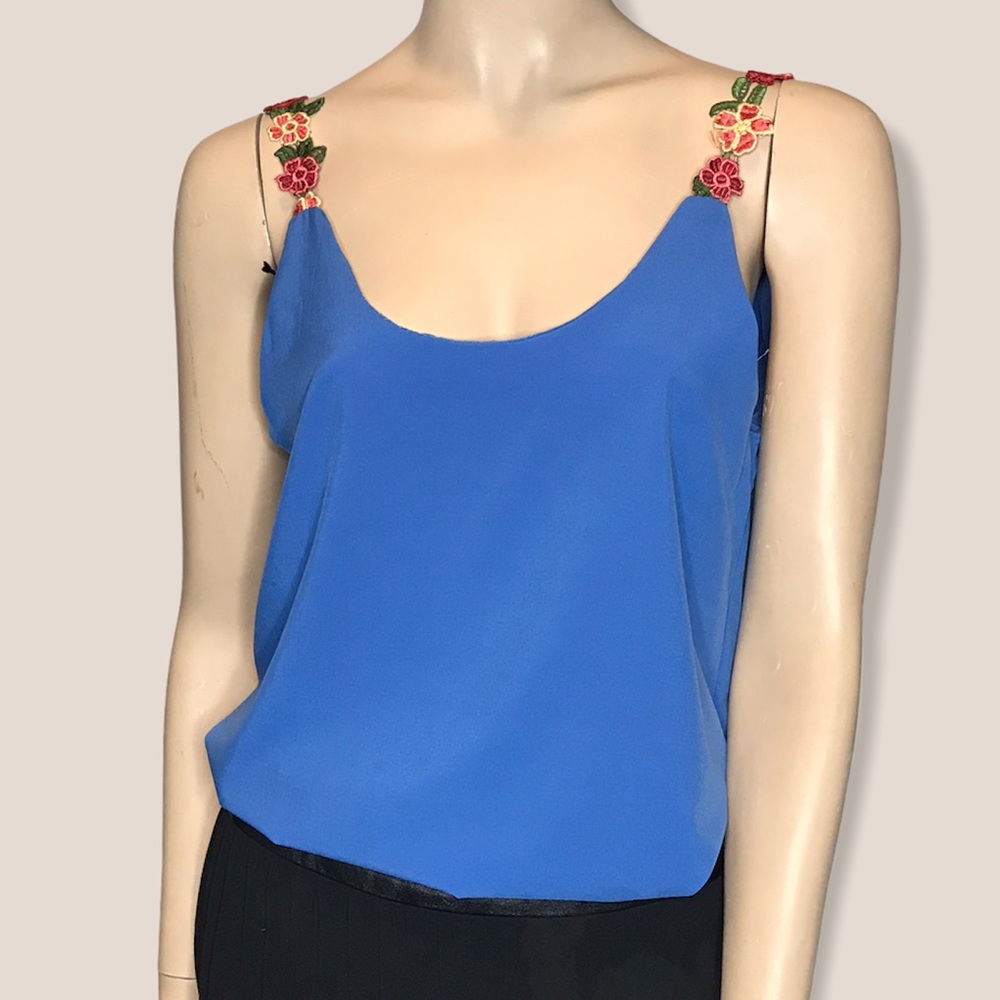 Medium Blue Embroidered Camisole Summer Blouse